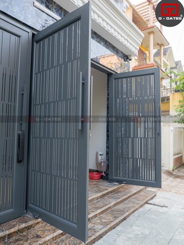 Cửa cổng nhôm hợp kim 3 cánh ở KĐT  Vân Canh Hà Nội
